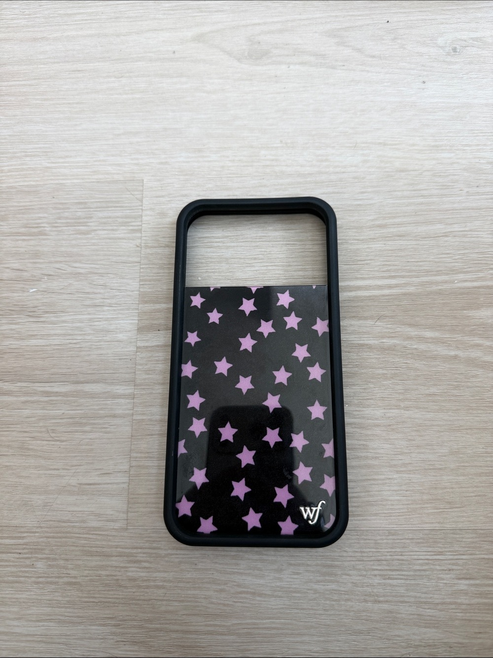 Wildflowers Black Phone Case with Pink Star Print
